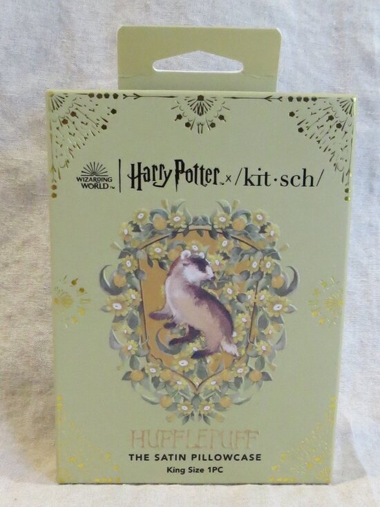 NEW Kitsch x Harry Potter Hufflepuff ~ The Satin Pillowcase - King - Picture 2 of 9